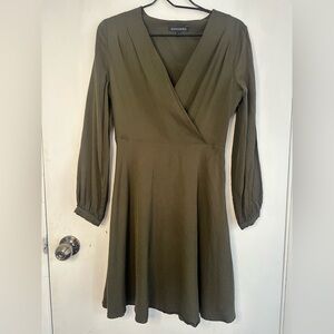 Banana Republic womens olive green midi long sleeve dress size 4 fall wedding